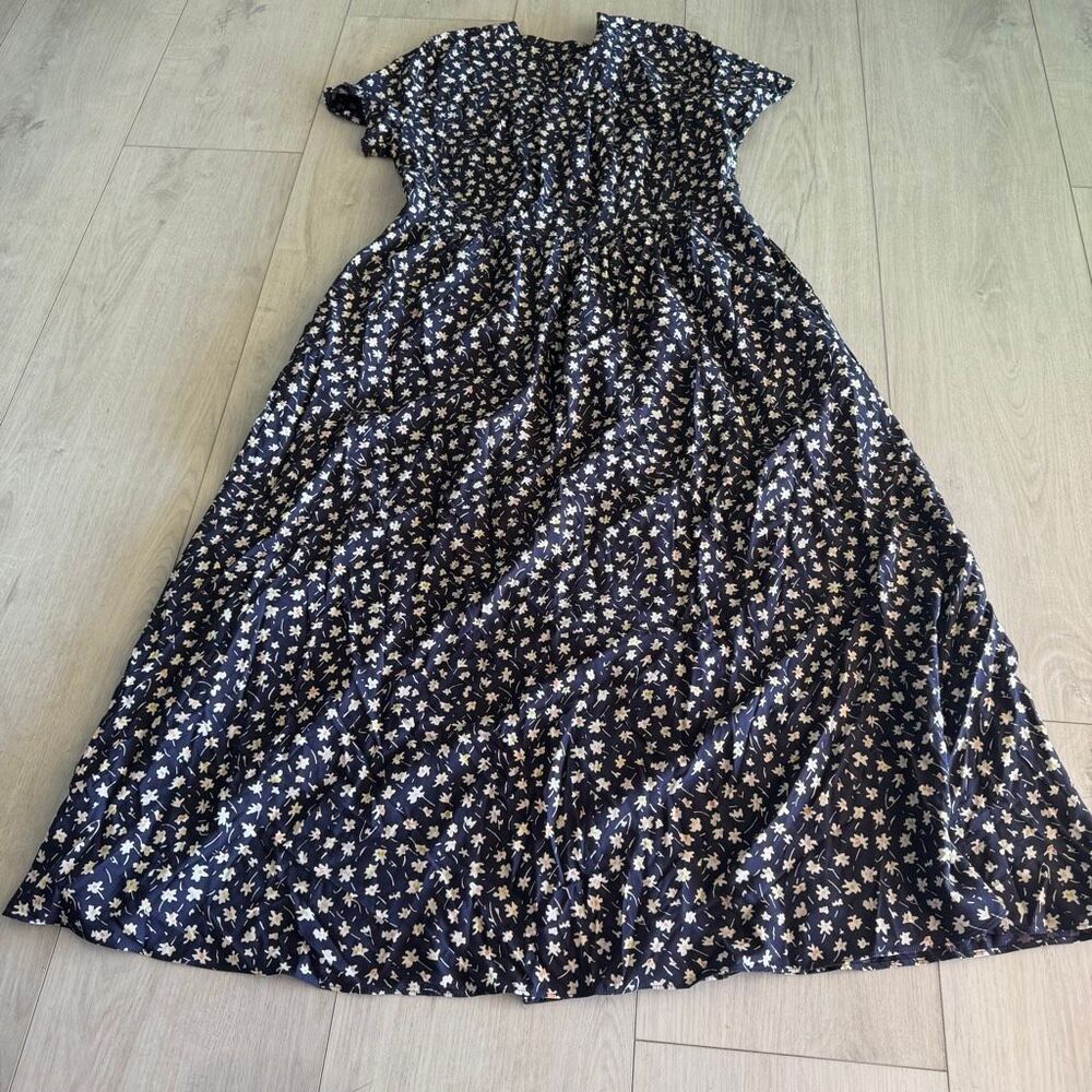 Madewell navy blue ditsy floral midi dress size xs - Picture 8 of 9
